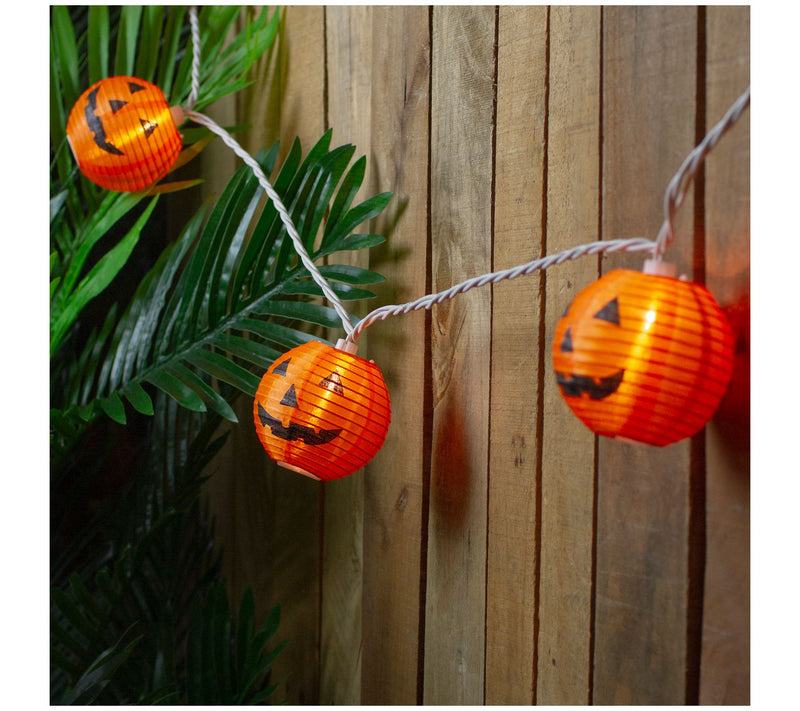 Northlight 10 Orange Jack-O'-Lantern Paper Lantern Lights — View 6