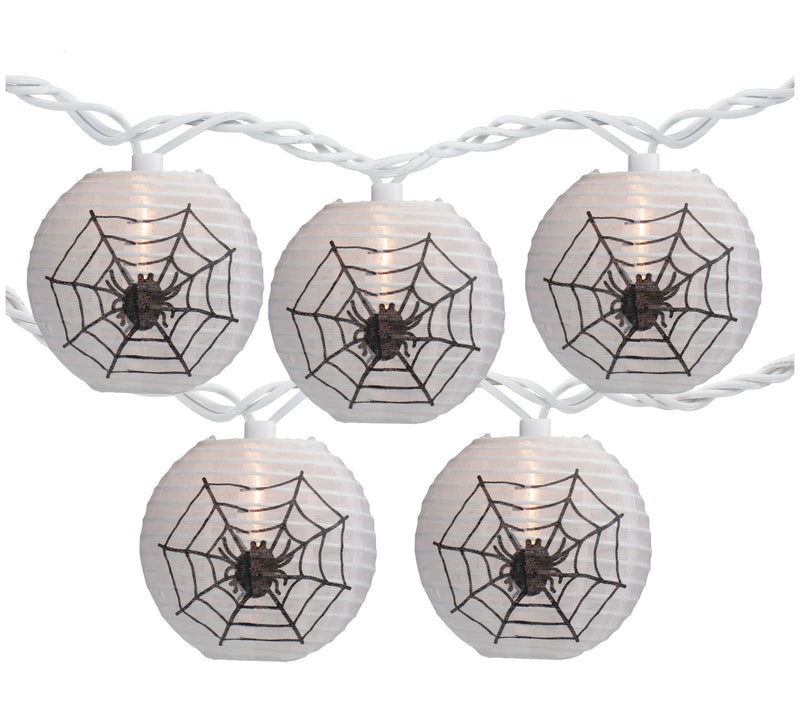 Northight Ten Black Spider in Web Paper Lantern Lights — Main view