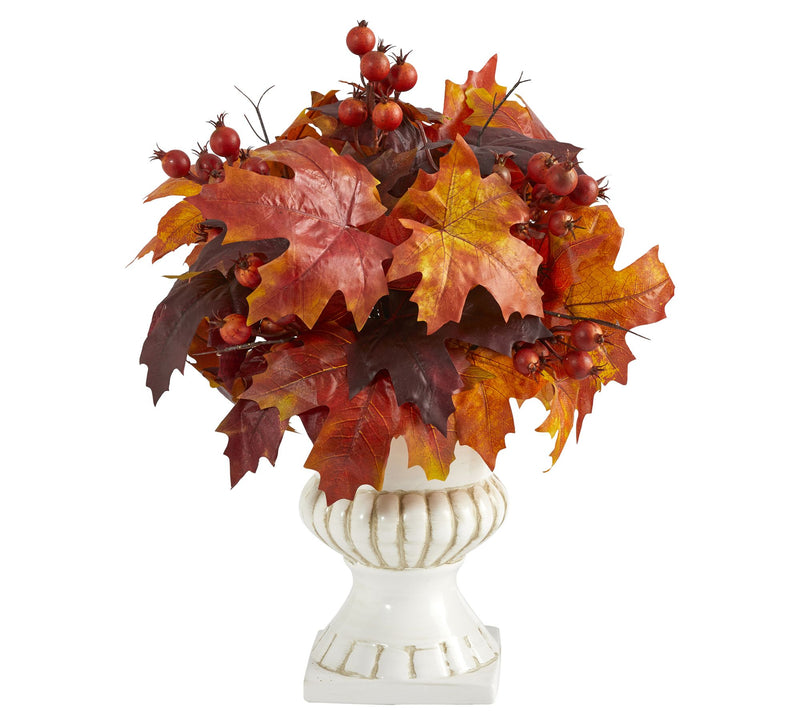 Nearly Natural 20" Autumn Maple Leaf & Berrieslant — Main view