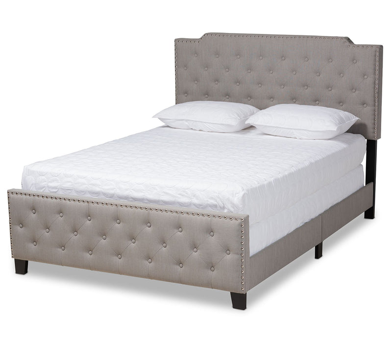 Baxton Studio Marion Fabric Button Tufted QueenSize Panel Bed — View 5