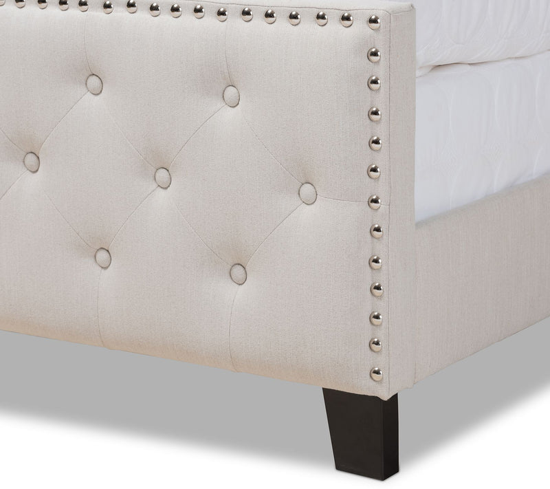 Baxton Studio Marion Fabric Button Tufted QueenSize Panel Bed — View 9