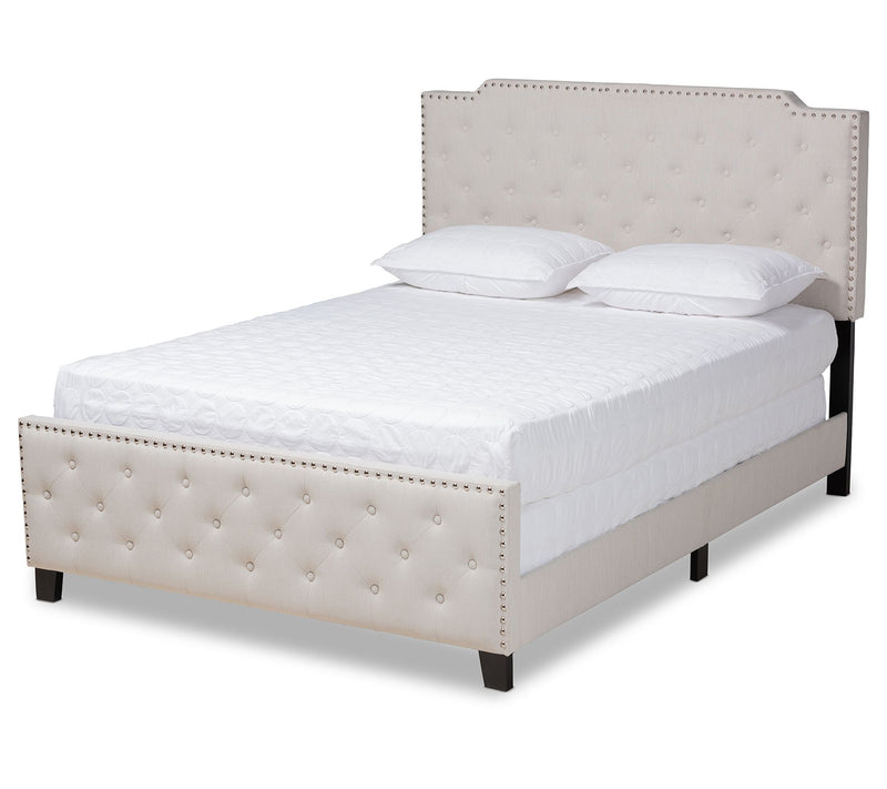 Baxton Studio Marion Fabric Button Tufted QueenSize Panel Bed — Main view