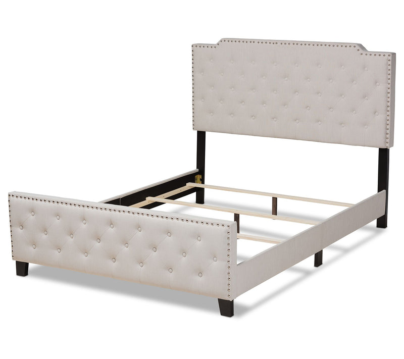 Baxton Studio Marion Fabric Button Tufted QueenSize Panel Bed — View 7