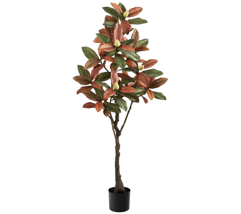 Nearly Natural 5' Fall Magnolia Artificial Tree — View 3