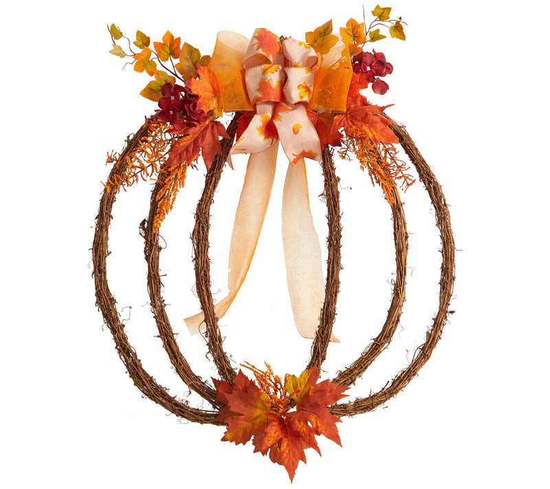 Nearly Natural 26" Autumn Pumpkin Vine Fall Wreath — View 3