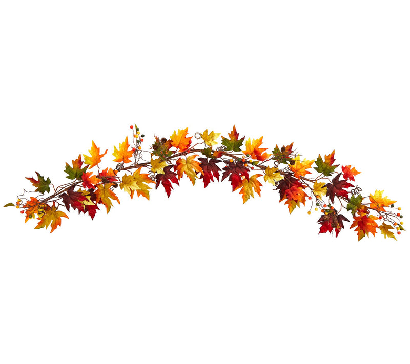 Nearly Natural 6' Autumn Maple Leaf  & Berry Garland — Main view