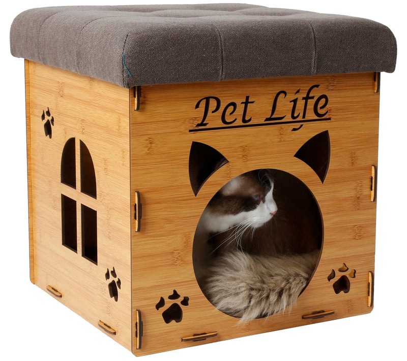 Pet Life Foldaway Collapsible Cat House Furnitu re Bench — Main view