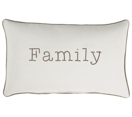 Sunbrella Lumbar Embroidered Pillow - "Family"