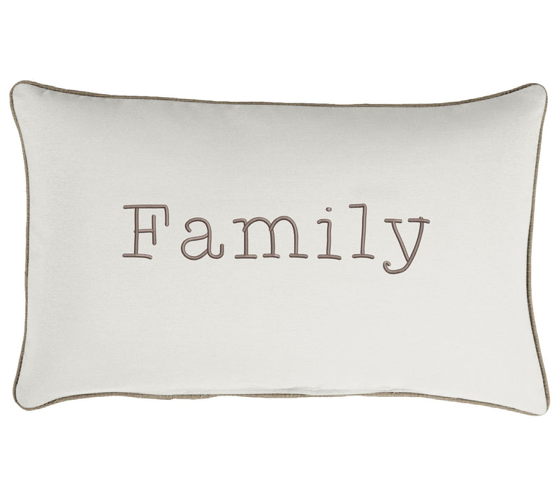 Sunbrella Lumbar Embroidered Pillow - "Family" — Main view