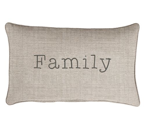Sunbrella Lumbar Embroidered Pillow - "Family" — View 3