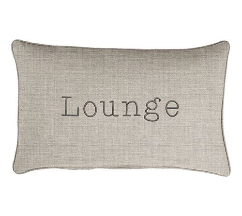 Sunbrella Lumbar Embroidered Pillow - "Lounge" — View 3