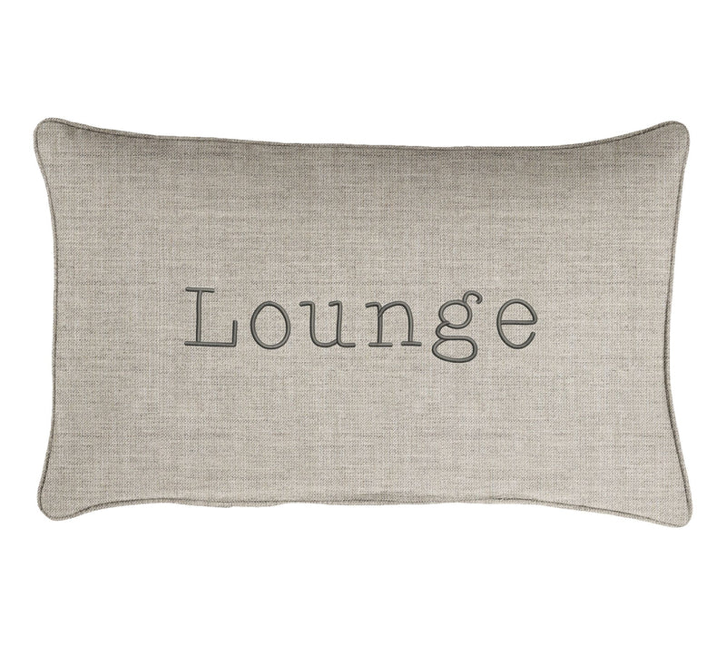 Sunbrella Lumbar Embroidered Pillow - "Lounge" — View 4