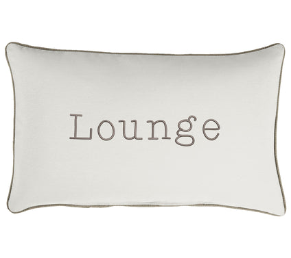 Sunbrella Lumbar Embroidered Pillow - "Lounge"