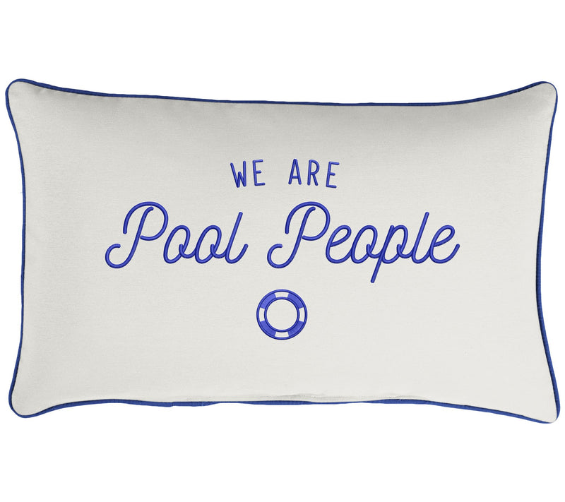 Sunbrella Lumbar Embroidered Pillow - "We Are Pool People" — View 3