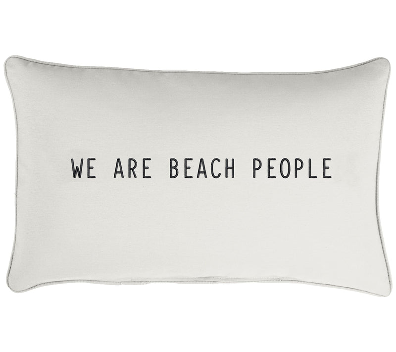 Sunbrella Lumbar Embroidered Pillow - "We Are Beach People" — View 3