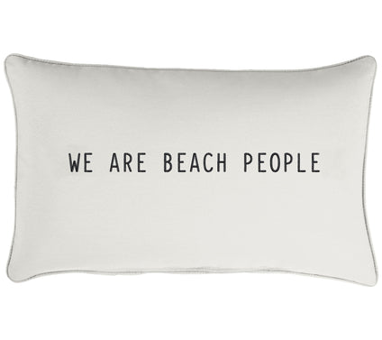 Sunbrella Lumbar Embroidered Pillow - "We Are Beach People"