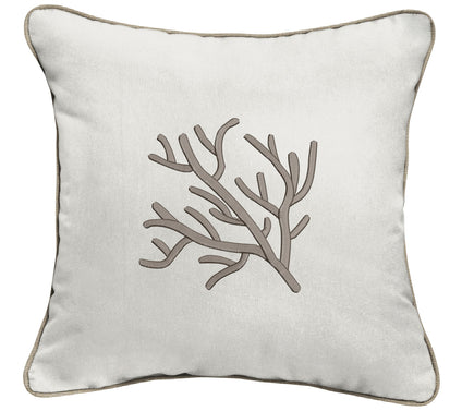 Sunbrella Indoor/Outdoor Embroidered Coral Pillow - Corded