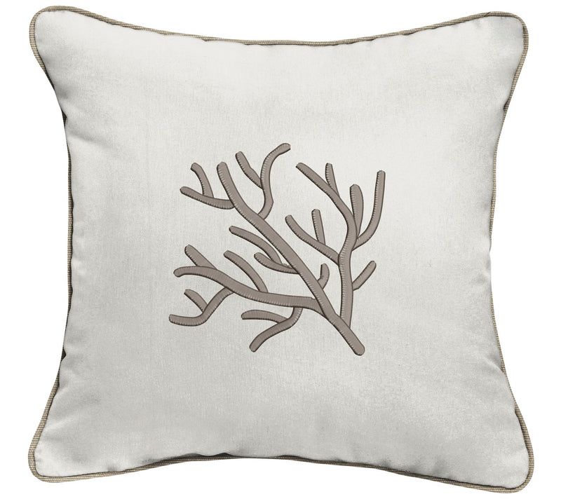 Sunbrella Indoor/Outdoor Embroidered Coral Pillow - Corded — Main view