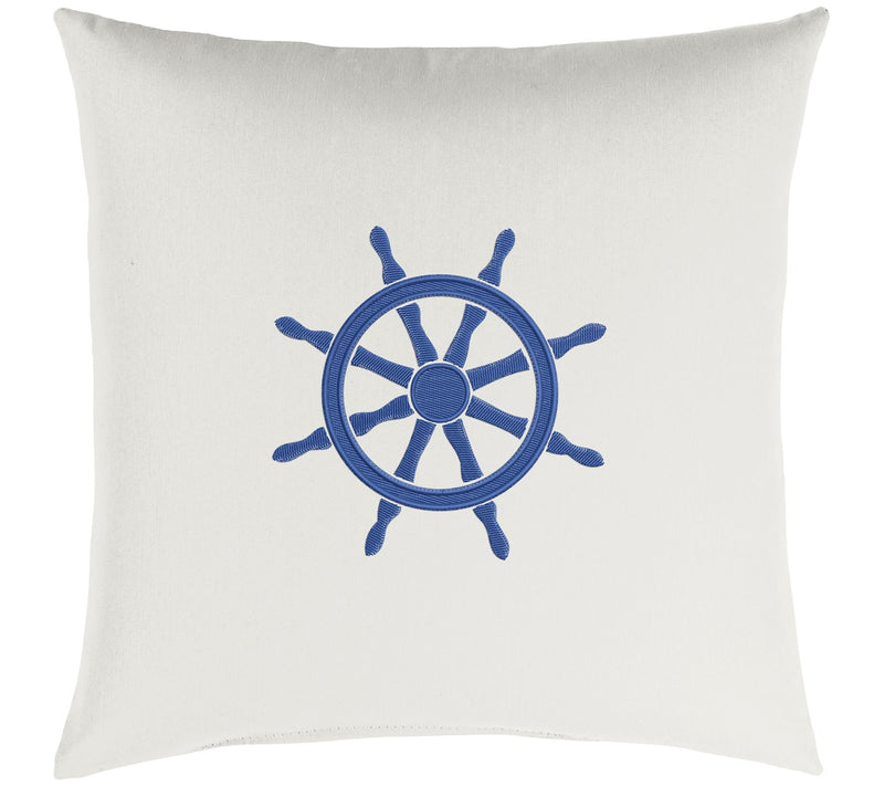 Sunbrella Indoor/Outdoor Embroidered Ship WheelPillow — View 3