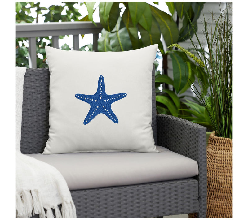 Sunbrella Indoor/Outdoor Embroidered Starfish Pillow — View 4