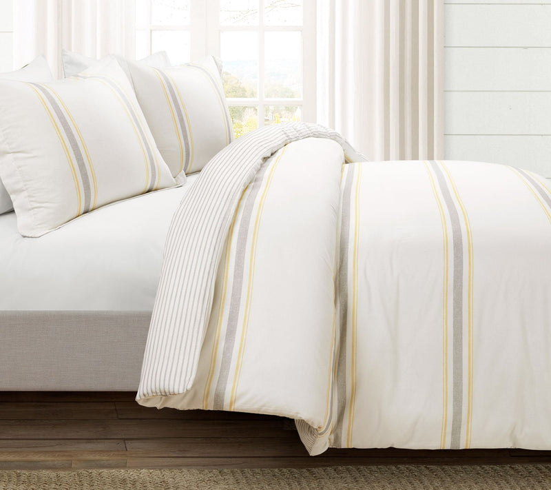 Farmhouse Stripe Rev. Duvet Cover Set K by LushDecor — View 5