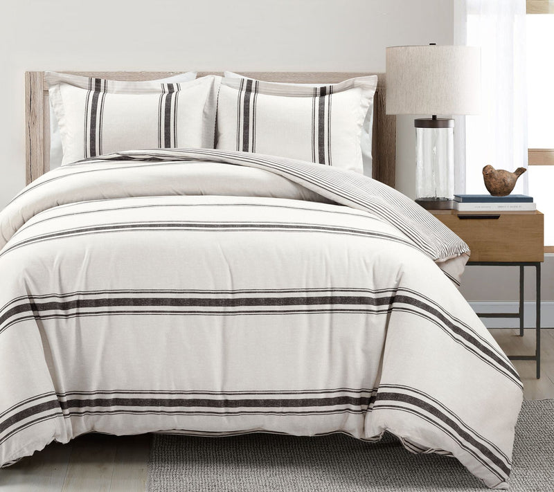 Farmhouse Stripe Rev. Duvet Cover Set K by LushDecor — Main view