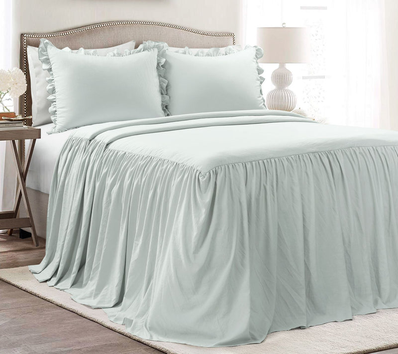 Ruffle Skirt Bedspread 3Pc Set Queen by Lush Deor — View 3