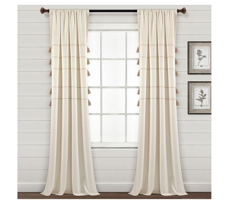 Farmhouse Boho Stripe Tassel Dyed Ivory Set byLush Decor — View 3