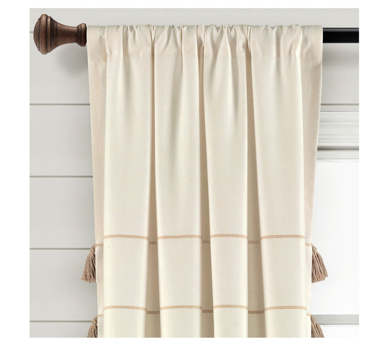 Farmhouse Boho Stripe Tassel Dyed Ivory Set byLush Decor — View 4