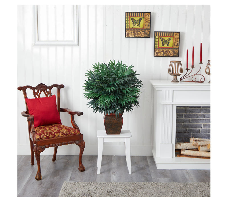 Double Bamboo Palm with Decorative Planter by Nearly Natural — View 2