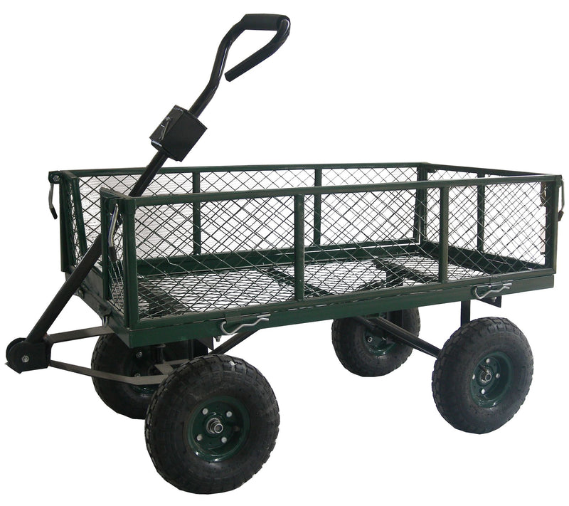 Heavy Duty Green Garden Cart with Sides and Hanle — Main view