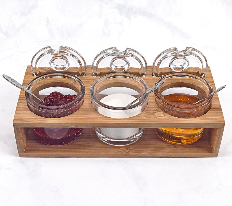 Badash Jar Set With 3 Glass Jars and Spoons onWood Stand — View 2