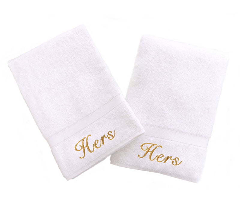 Linum Home Textiles "Hers" and "Hers" 2-Piece Hand Towels — Main view