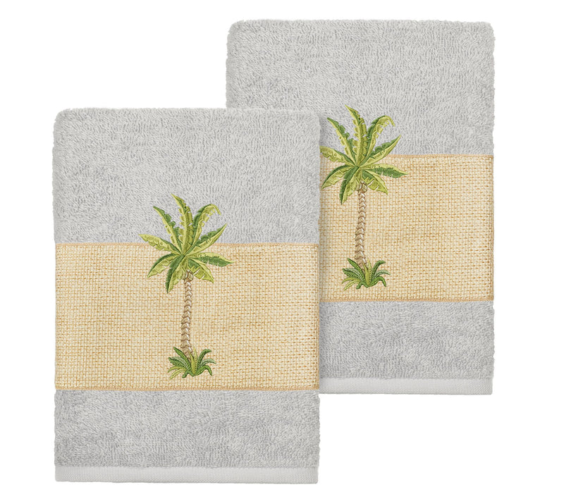 Linum Home Textiles Colton 2PC Embellished Washcloth Set — View 9