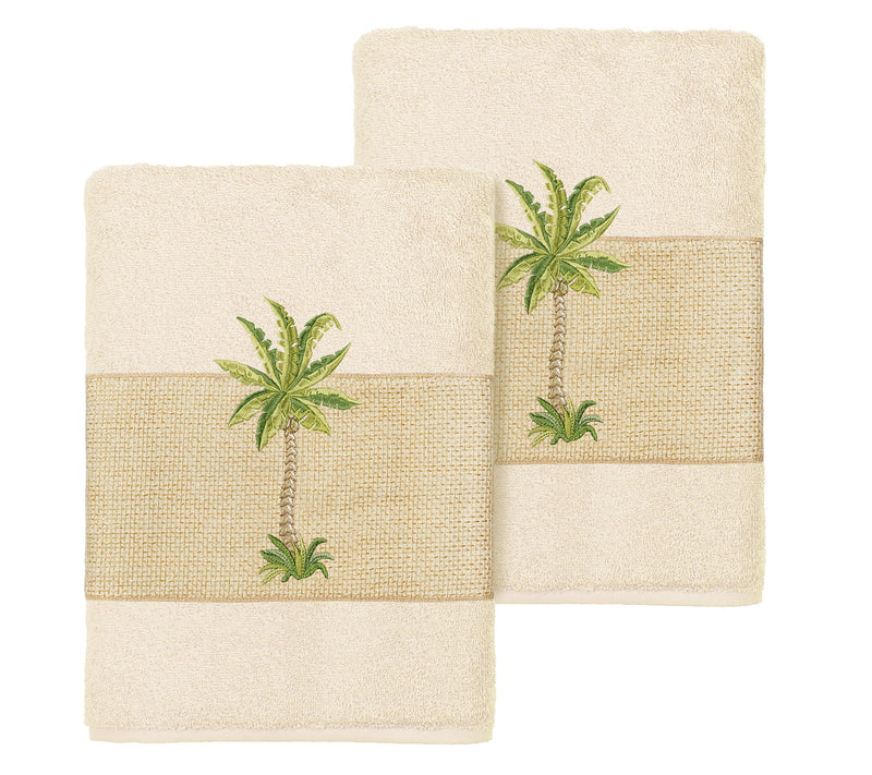 Linum Home Textiles Colton 2PC Embellished Washcloth Set — Main view