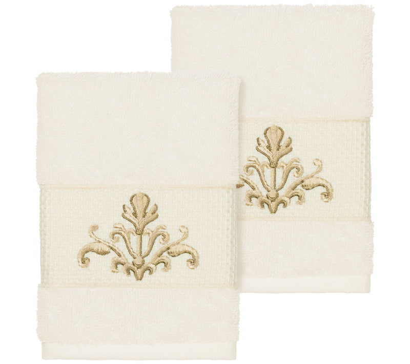 Linum Home Textiles Scarlet 2PC Embellished Washcloth Set — View 3