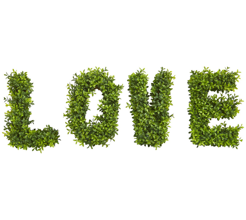 "LOVE" Boxwood Wall Decoration by Nearly Natural — Main view