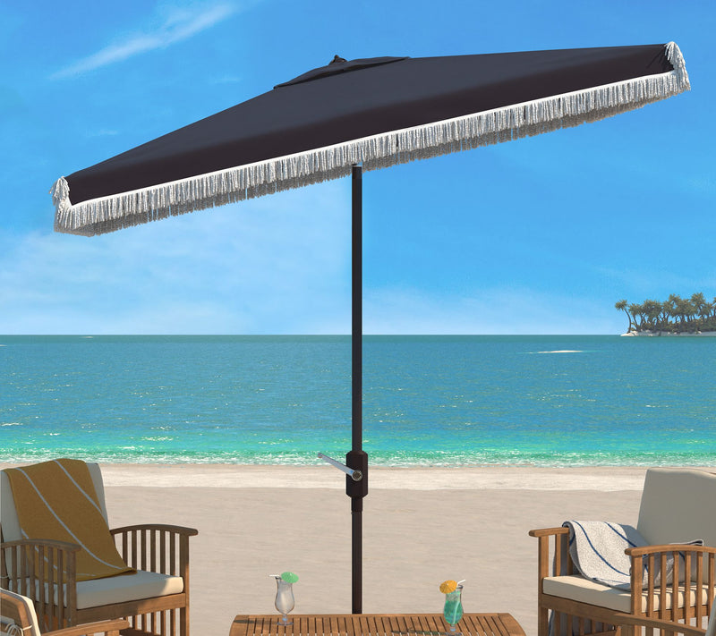 Milan Fringe 6.5" x 10' Rectangular Crank Umbrella by Safavie — View 7