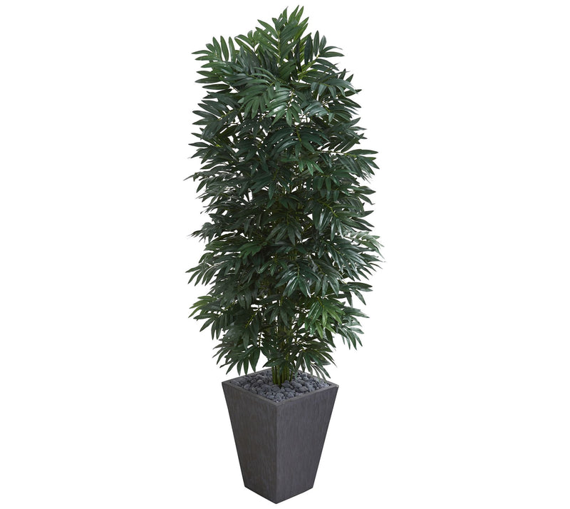 Bamboo Palm Plant in Slate Finished Planter byNearly Natural — Main view