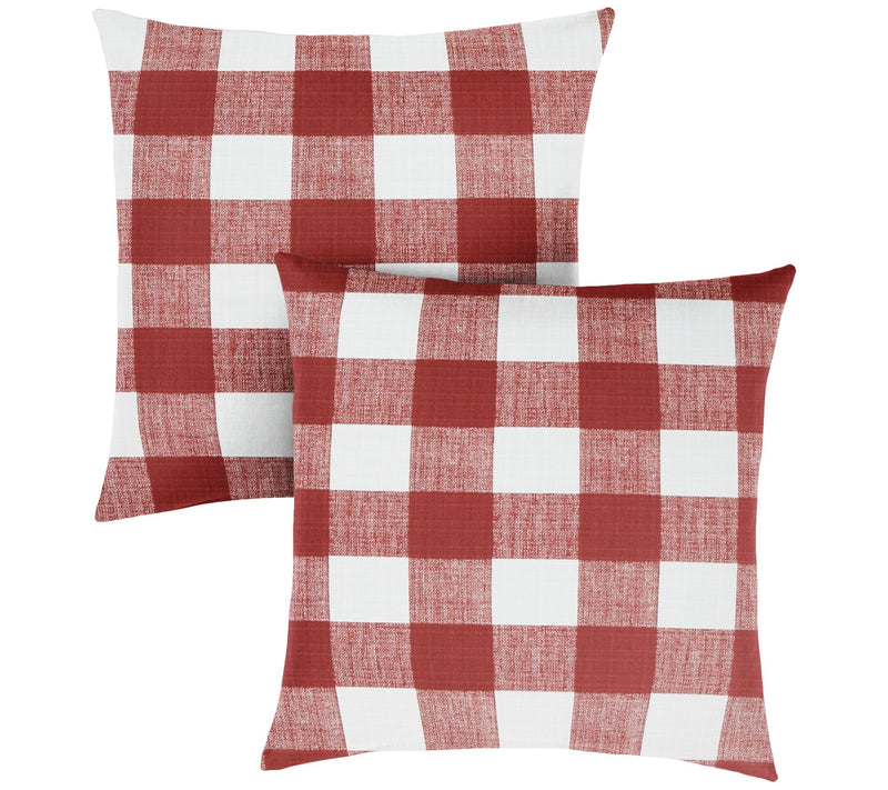 Set of 2 Indoor/Outdoor Buffalo Plaid Square Pillows — View 5