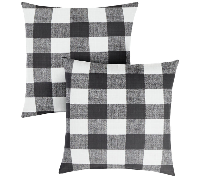 Set of 2 Indoor/Outdoor Buffalo Plaid Square Pillows — View 3