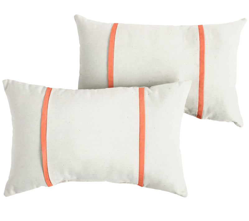 Set of 2 Indoor/Outdoor Sunbrella Natural Lumbar Pillows — Main view