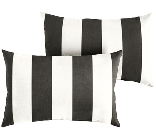 Set of 2 Indoor/Outdoor Sunbrella Stripe LumbarPillows — Main view