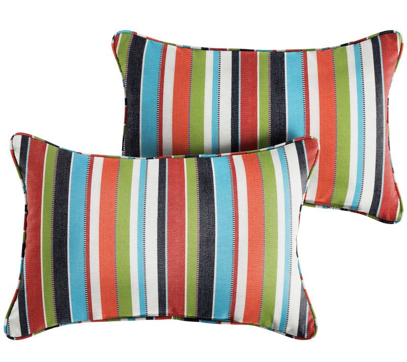 Set of 2 Indoor/Outdoor Sunbrella Multi StripeLumbar Pillows — Main view