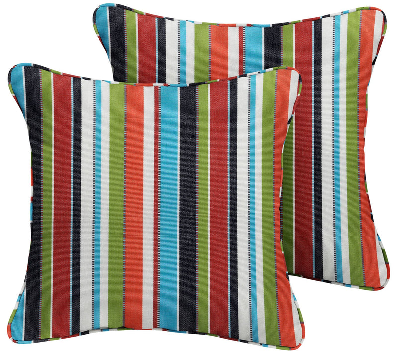 Set of 2 Indoor/Outdoor Sunbrella Multi StripeSquare Pillows — Main view