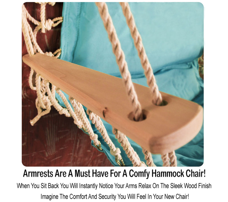 Hanging Hammock Chair with Wooden Armrests — View 34