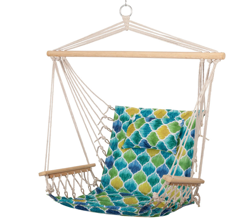 Hanging Hammock Chair with Wooden Armrests — View 25