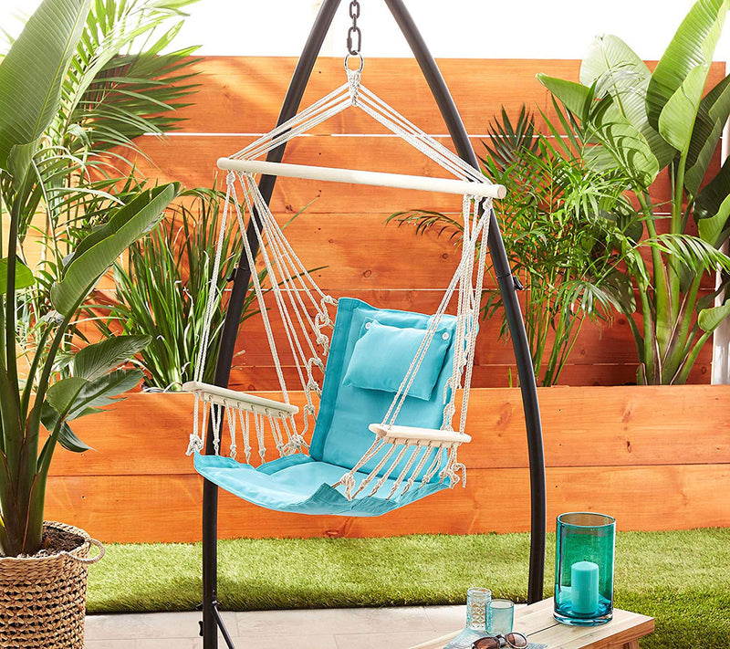 Hanging Hammock Chair with Wooden Armrests — View 32