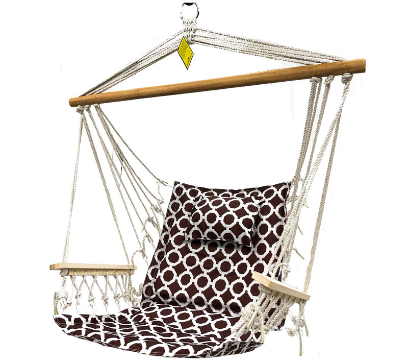 Hanging Hammock Chair with Wooden Armrests — View 11
