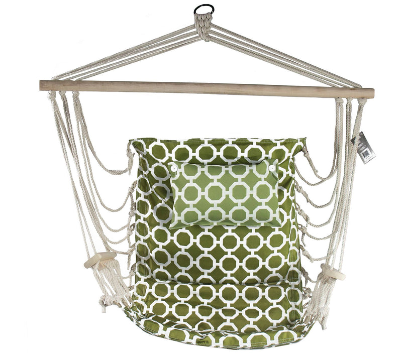 Hanging Hammock Chair with Wooden Armrests — View 9